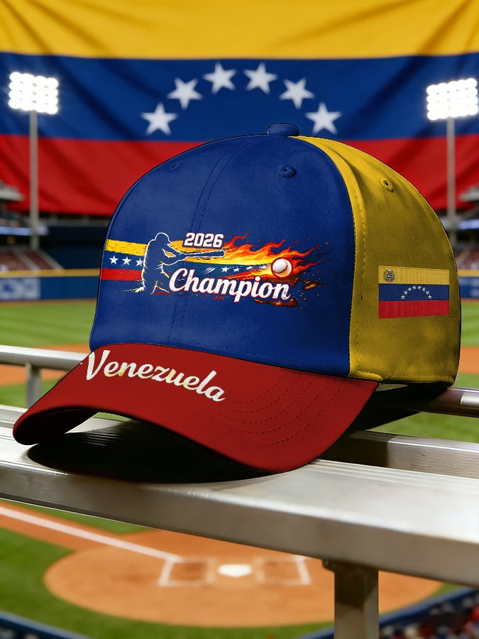 Venezuela 2026 Champion Baseball Hat WBC Batter Fire Fan Gear Best Gift For Baseball Supporters