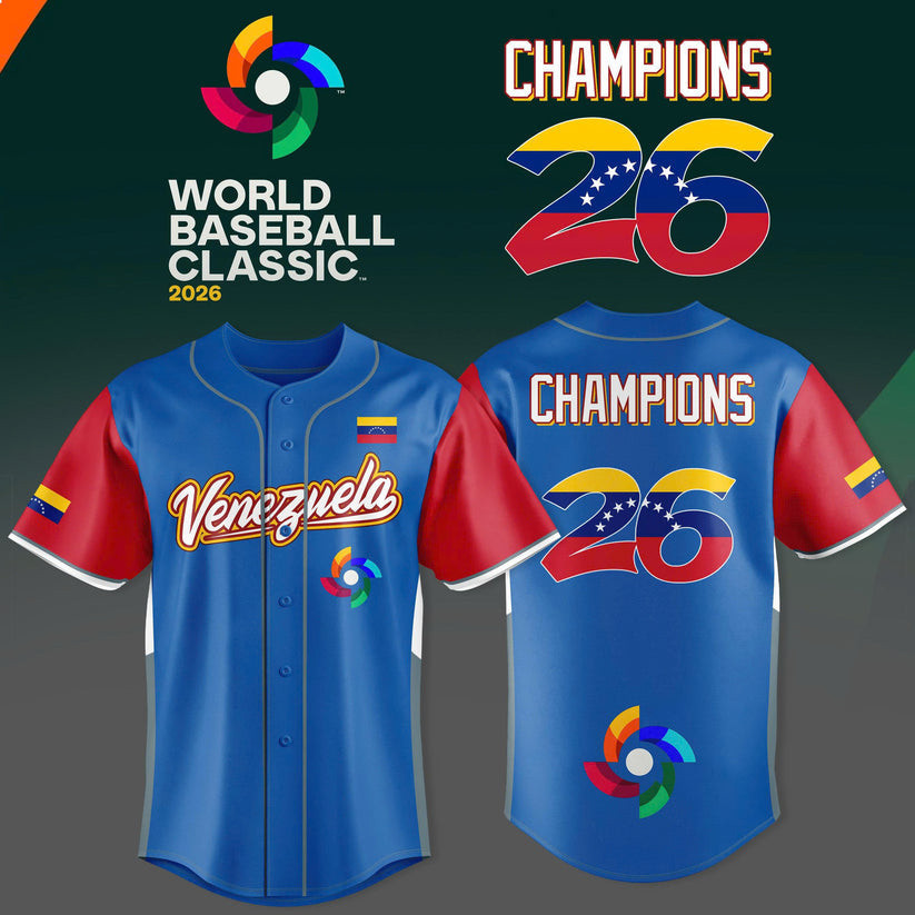 Venezuela 2026 World Baseball Classic Champions Jersey Baseball Clothes Fan Gear