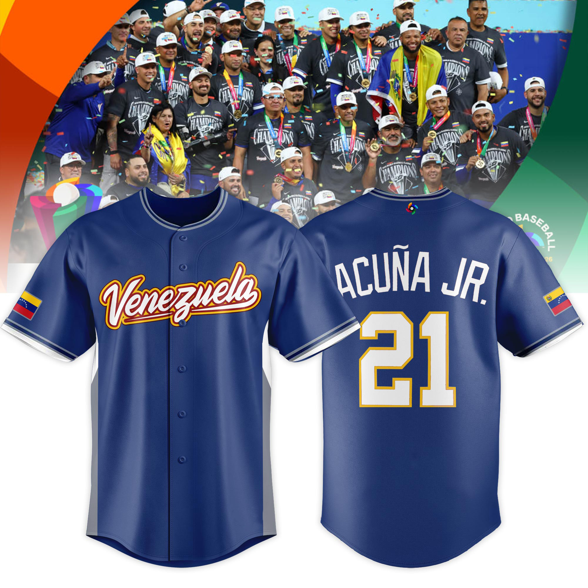 Venezuela 2026 World Baseball Classic Merch Ronald Acuña Jr 21 Jersey Baseball Clothes Venezuela 2026 World Baseball Classic Merch Ronald Acuña Jr 21 Jersey Baseball Clothes - Image 1