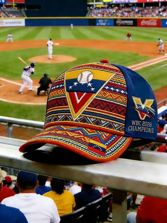 Venezuela WBC 2026 Champion Baseball Hat Aztec Tribal V Logo Fan Gear Gift For Baseball Supporters