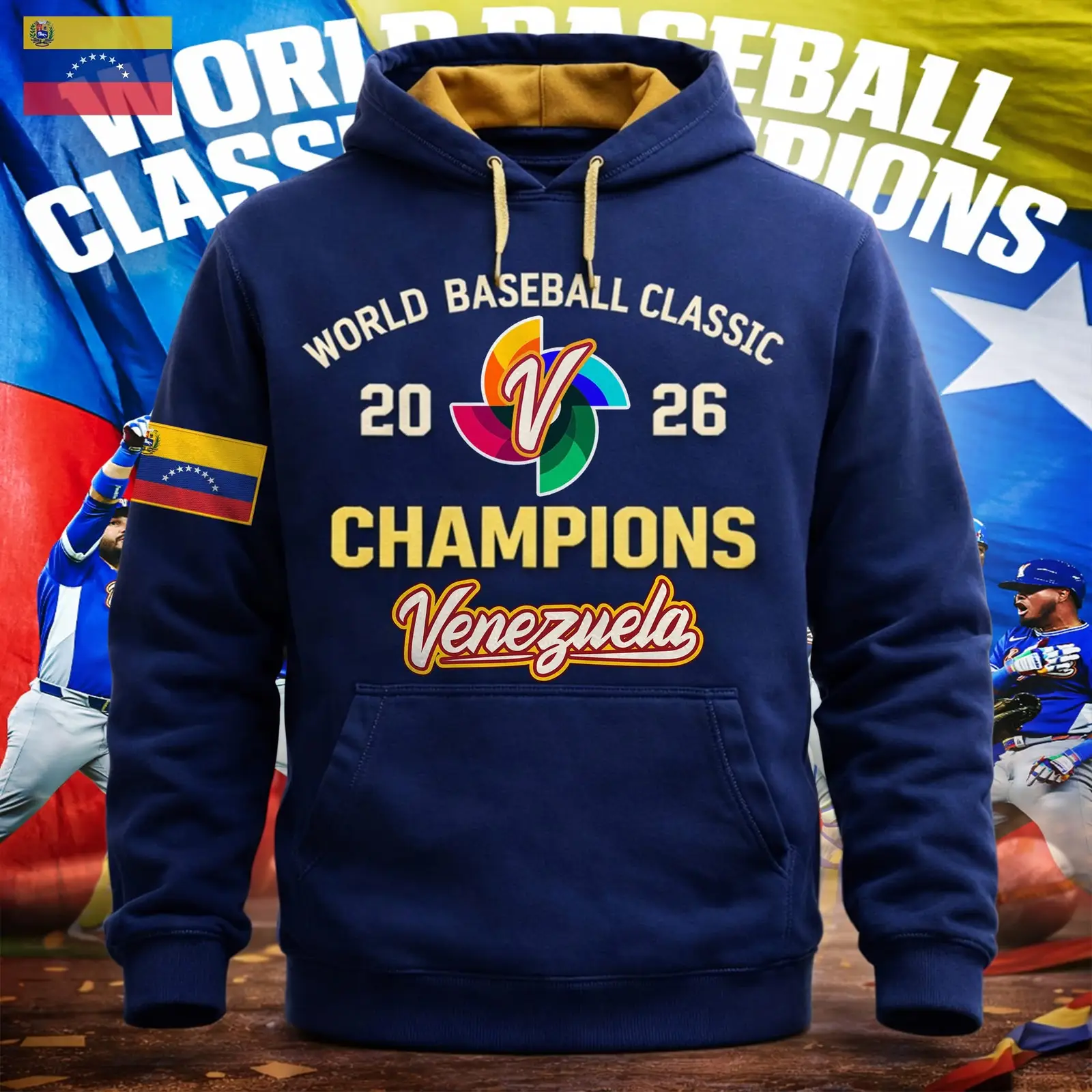 Venezuela World Baseball Classic 2026 Champions Hoodie Men's Venezuela Baseball Merch