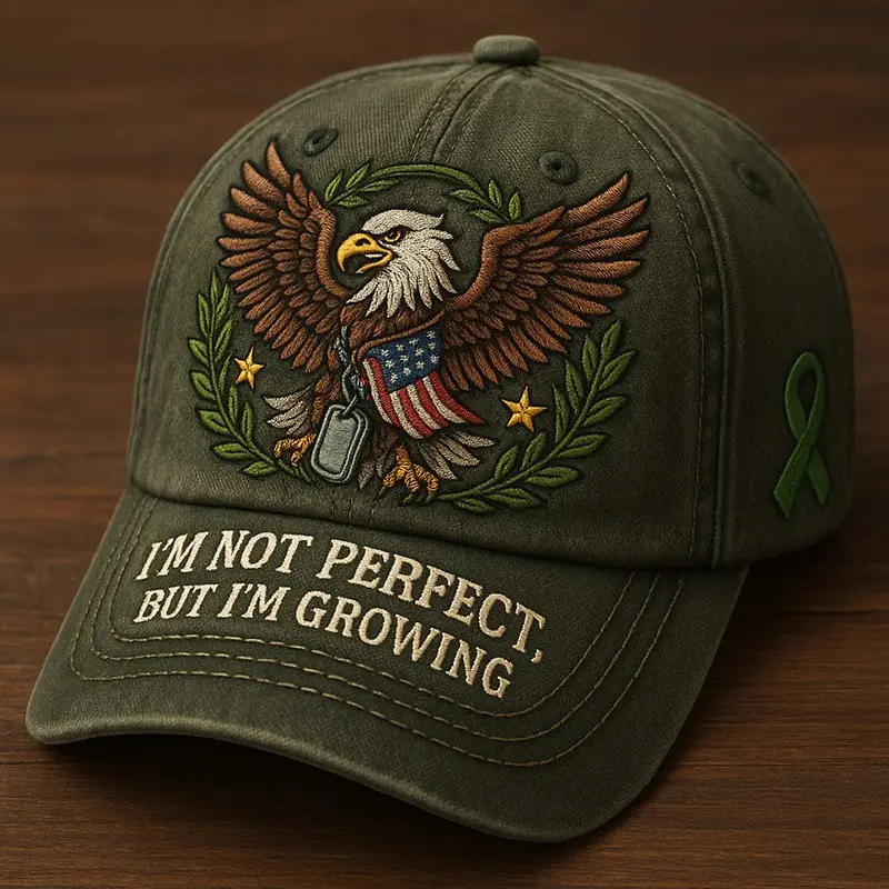 Veteran Eagle USA Flag Hat I'm Not Perfect But I'm Growing Military Cap Patriotic Gifts