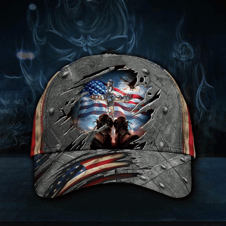 Veteran Faith Cross Hat American Flag Baseball Cap Patriotic Merch Gifts For Veteran Days