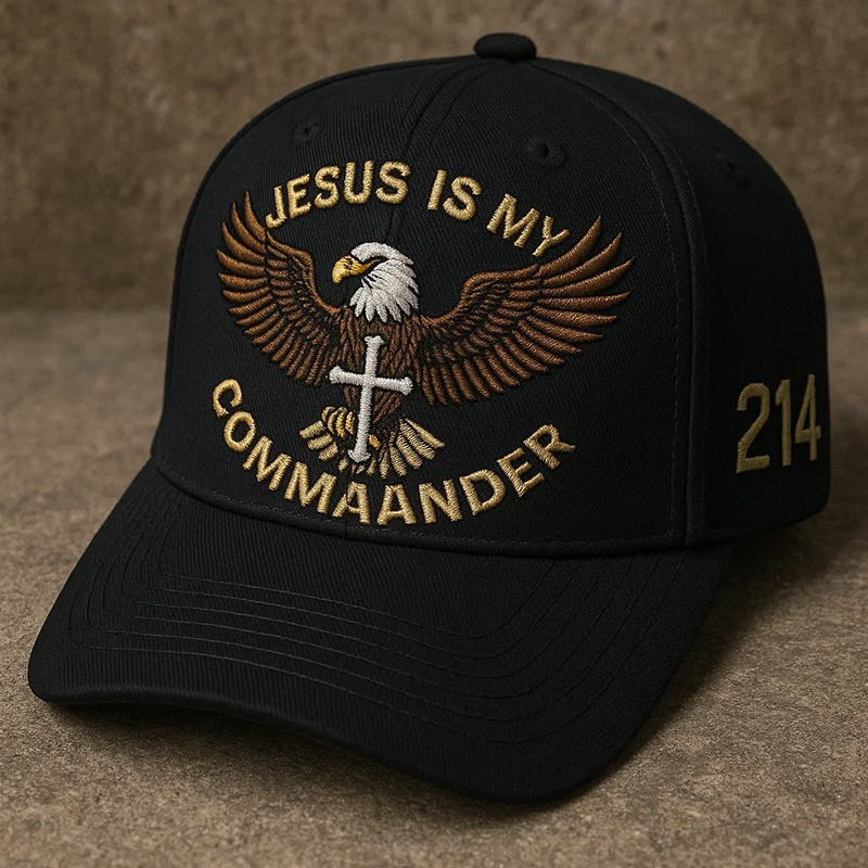 Veteran Jesus Is My Commander Hat Eagle Cross Christian Cap Religious Faith Gifts