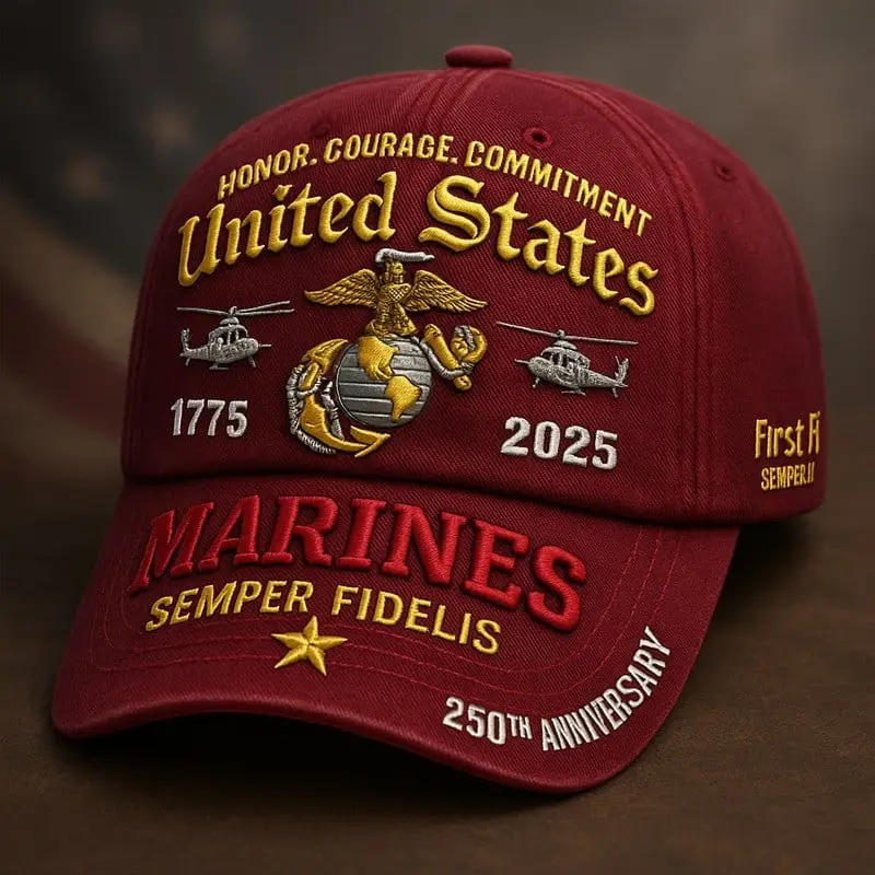 Veteran Marine Corps 250th Anniversary Hat United States 1775 2025 Military Gift Ideas
