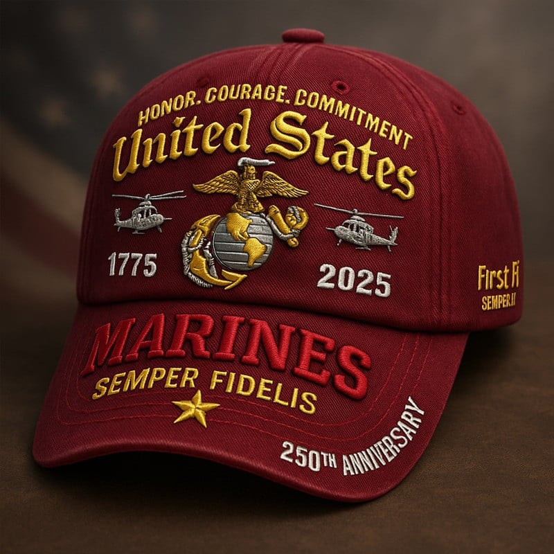 Veteran Marine Corps 250th Anniversary Hat United States 1775 2025 Military Gift Ideas