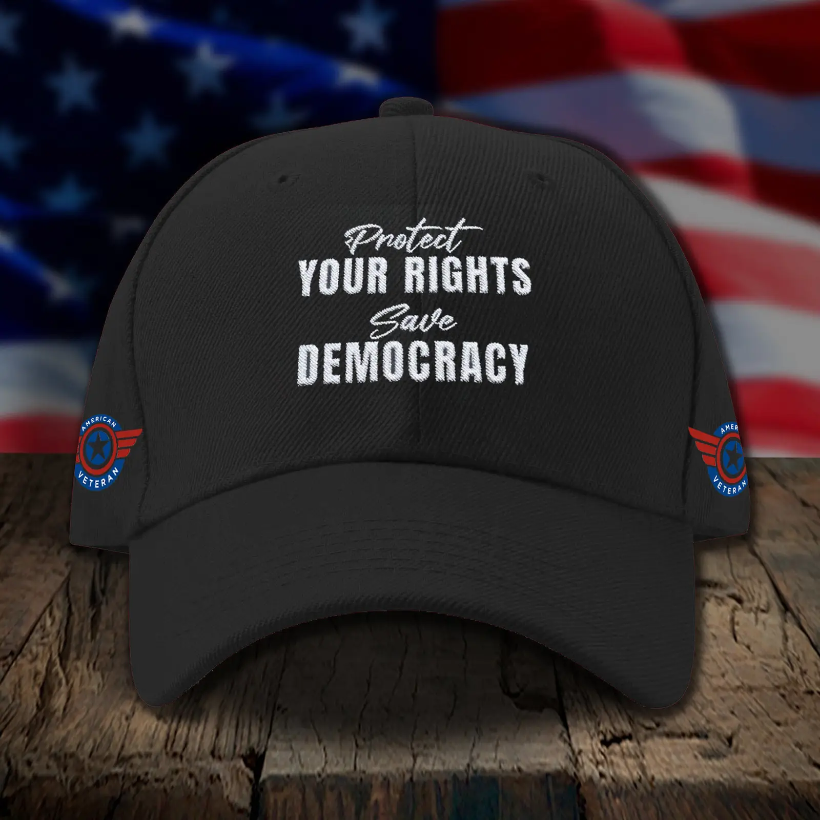 Veteran Protect Your Rights Save Democracy Embroidered Hat Anti Trump Harris 2024 Hat