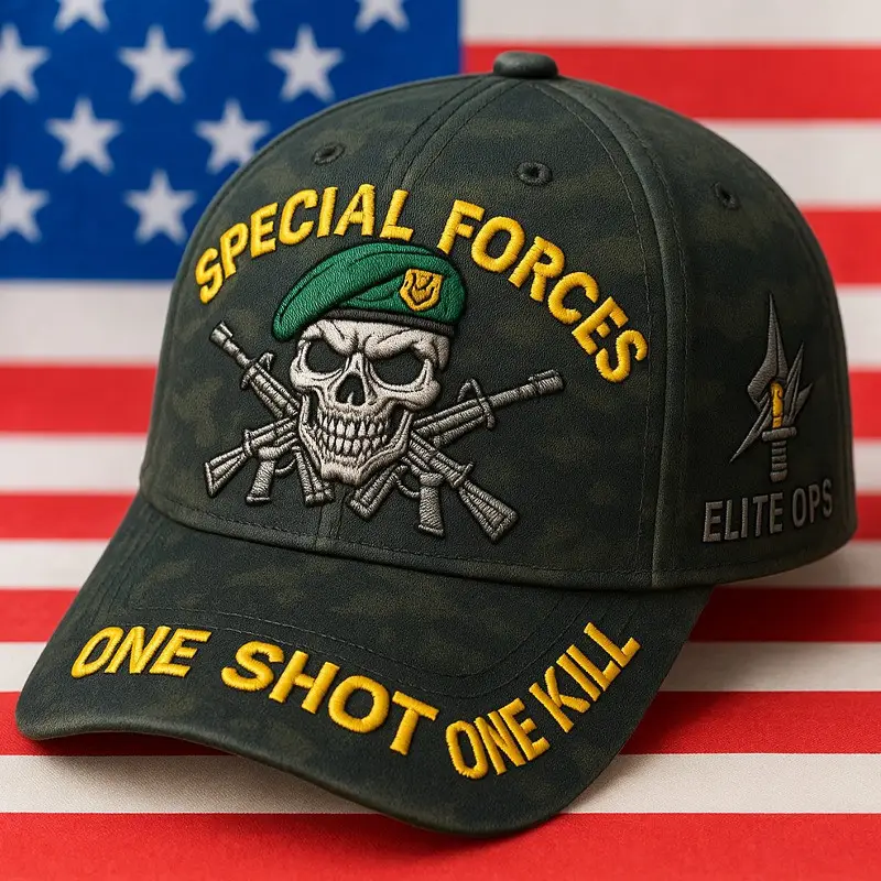 Veteran Special Forces Hat One Shot One Kill Elite Ops Patriotic Veteran Clothing Presents