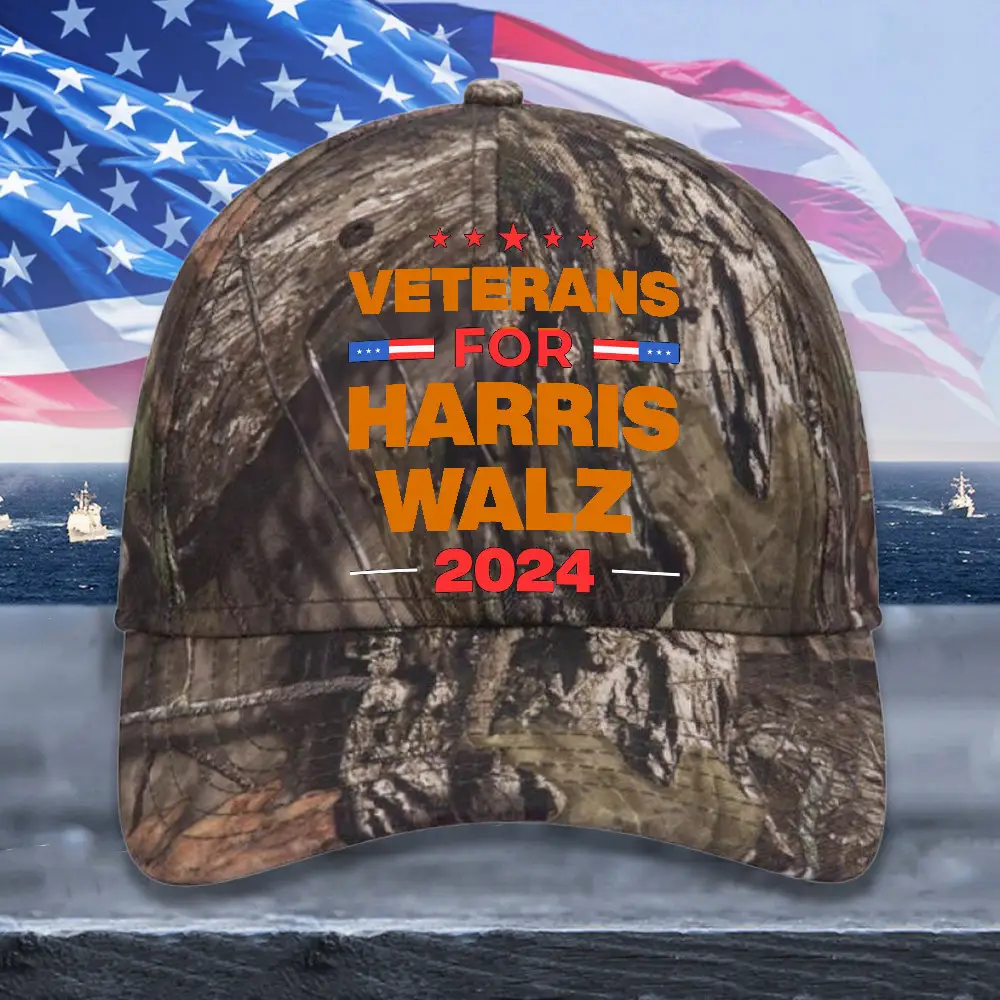 Veterans For Harris Walz 2024 Camo Hat Harris Walz Campaign Merch Veteran Hat Gifts For Dad