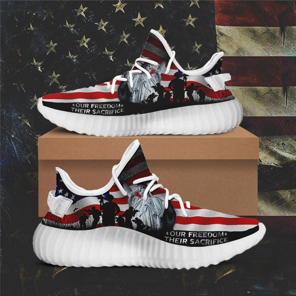 Veterans Our Freedom Their Sacrifice Sneakers American Flag Patriotic Shoes Gifts For Veterans -WearandDecor