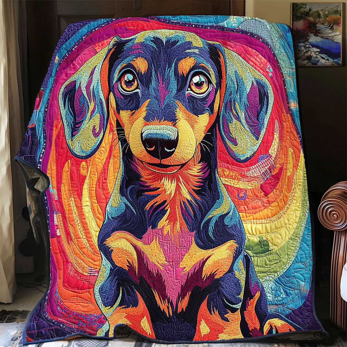 Vibrant Dachshund Quilt Luxury Throw Blankets Mother's Day Gifts For Daughter