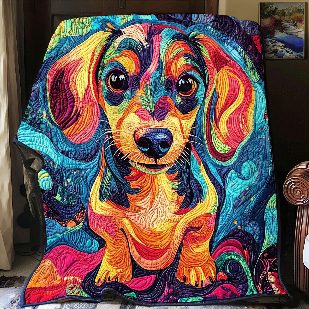 Vibrant Dachshund Quilt Throw Blankets Gifts For Mother In Law
