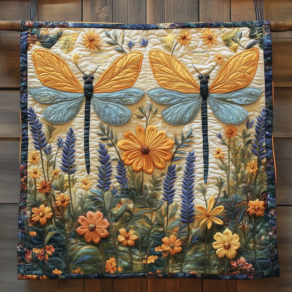 Vibrant Dragonfly Quilt Elegant Quilt Blanket Gift for Housewarming