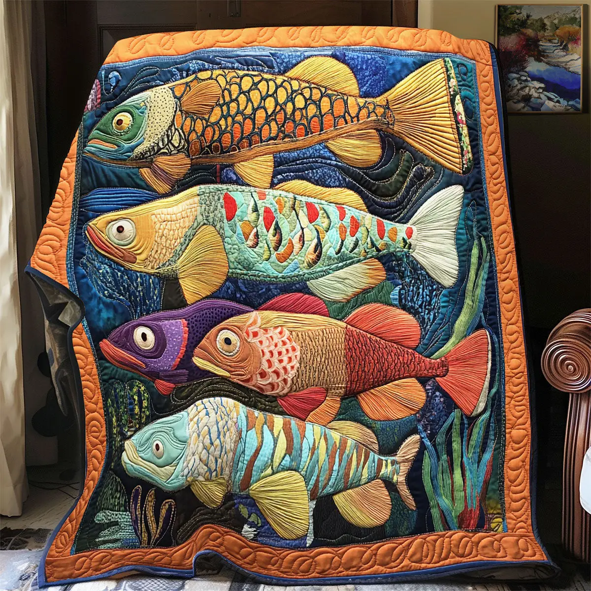 Vibrant Fish Quilt Luxury Throw Blankets Useful Gifts For Mom