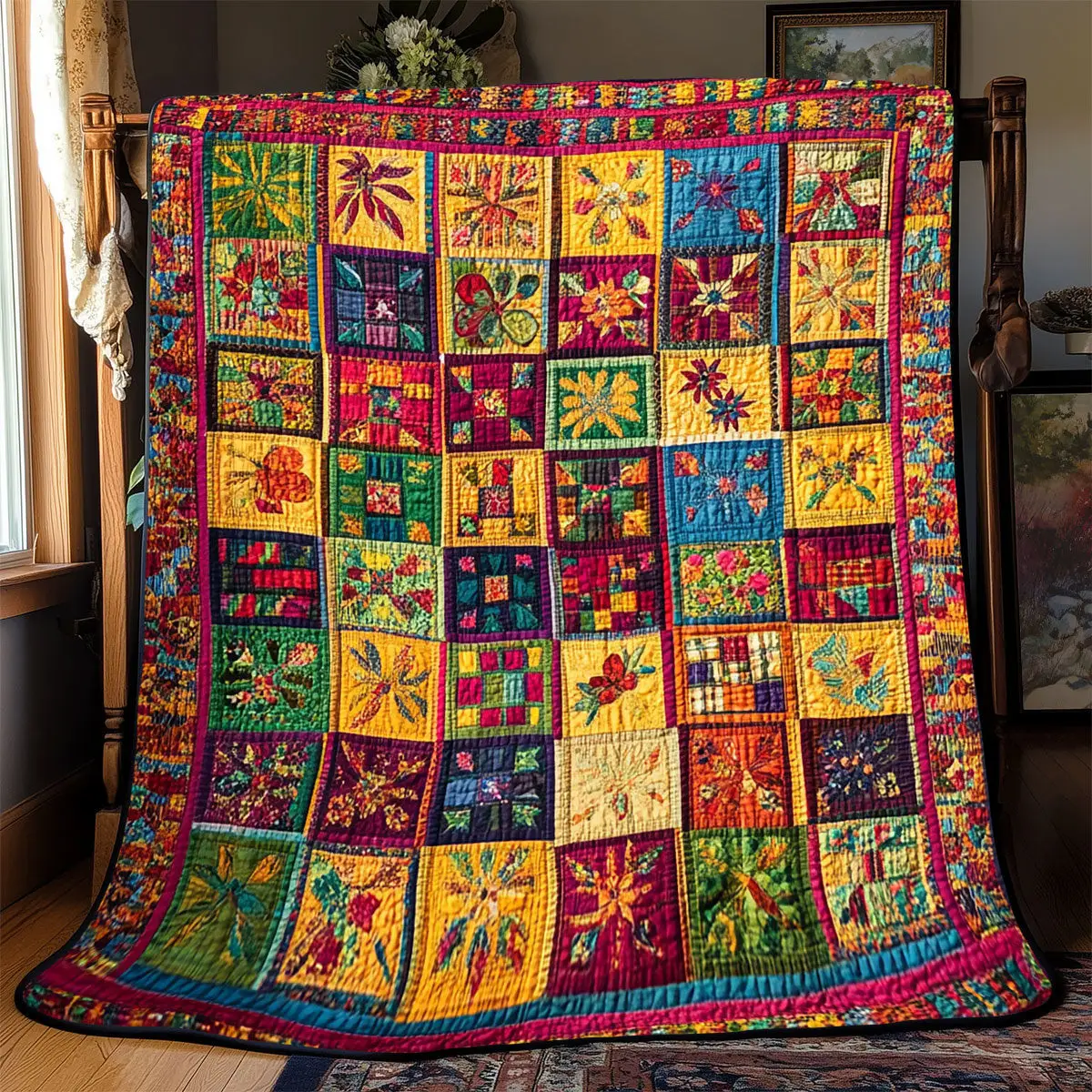 Vibrant Patchwork Easter Quilt Blanket For Couch Gifts For Father's Day From Wife