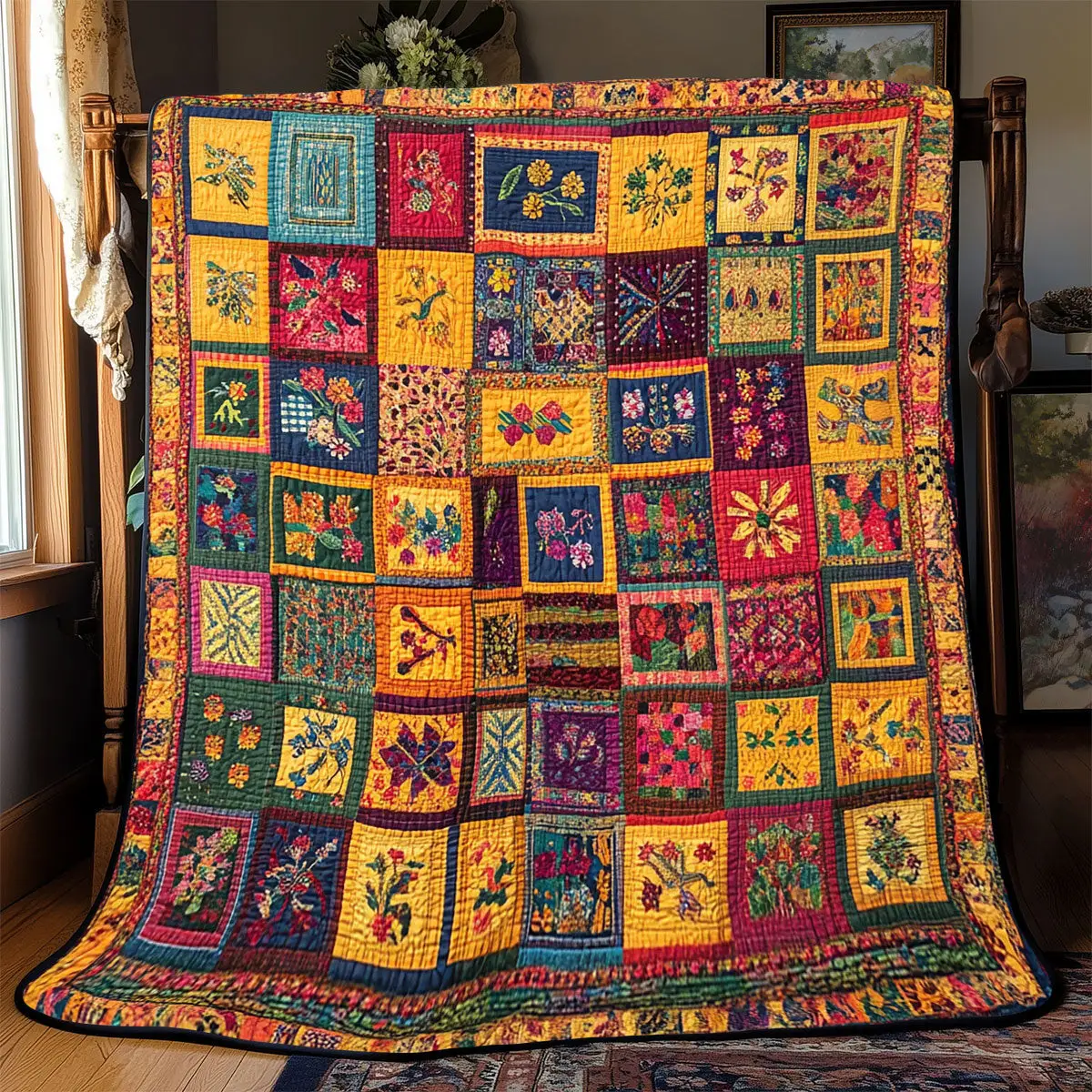 Vibrant Patchwork Quilt Luxury Throw Blankets Gifts For Father In Law