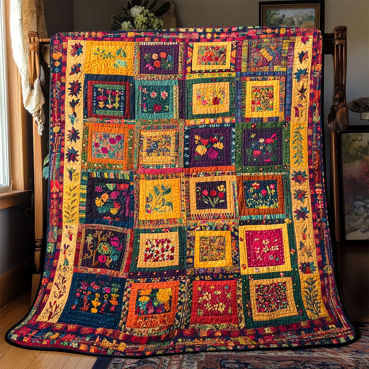Vibrant Patchwork Quilt Luxury Throw Blankets Mother's Day Gifts For Daughter