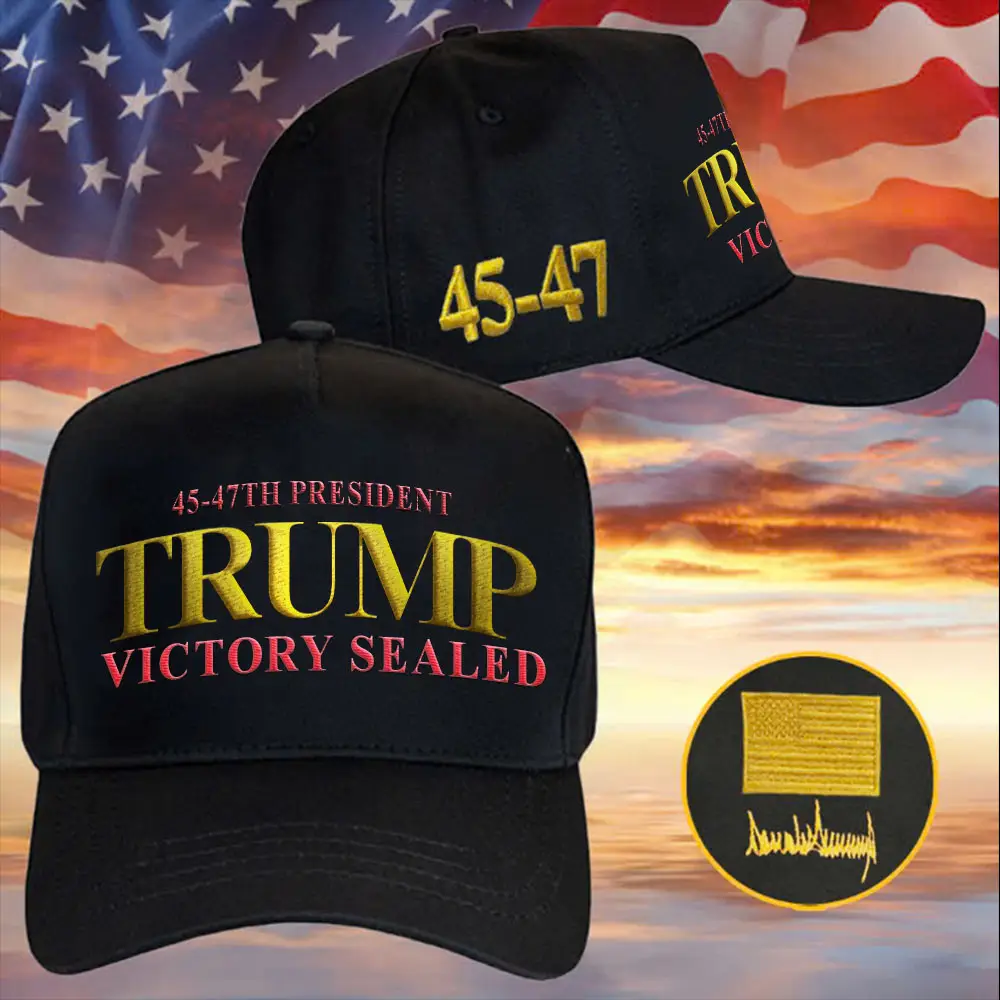 Victory Triumph Black Dark Gold Hat 45-47 Wear Your Patriotism Proudly After America's Victory