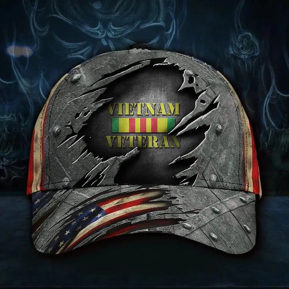 Vietnam Veteran 3D Hat Honoring Military Vet Vintage Cap For Adult Retirement Gifts For Men