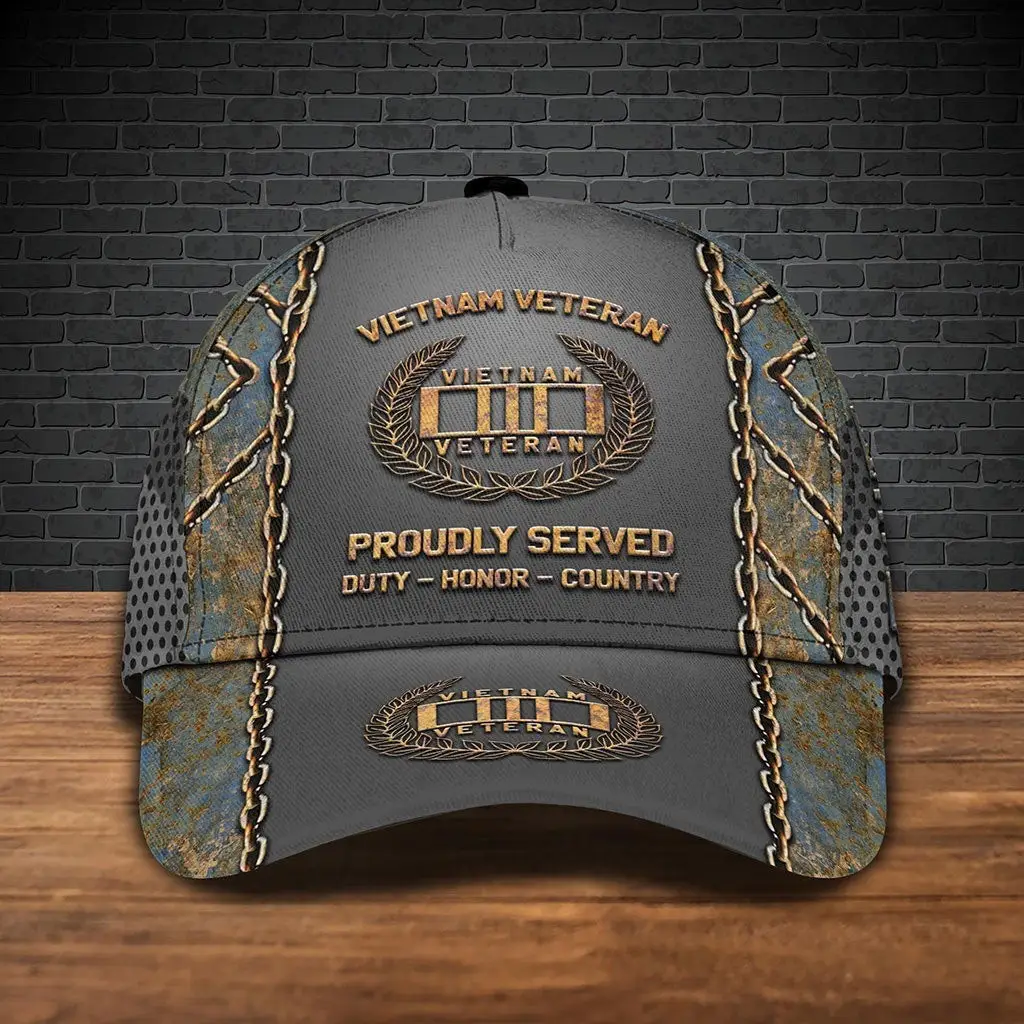 Vietnam Veteran Hat Proudly Served Duty Honor Country Vietnam Veteran Baseball Caps -WearandDecor