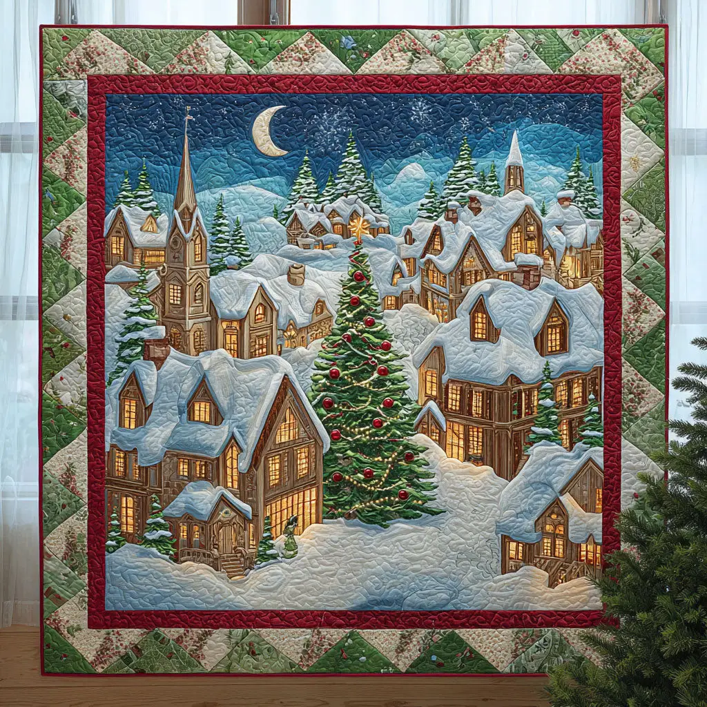 Village Christmas Quilt Practical Quilt Blanket Gift for Comfort and Style