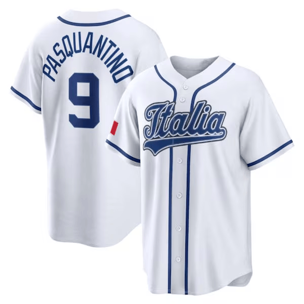 Vinnie Pasquantino 9 Jersey Team Italia Baseball Jersey World Baseball Classic 2026 Merch White