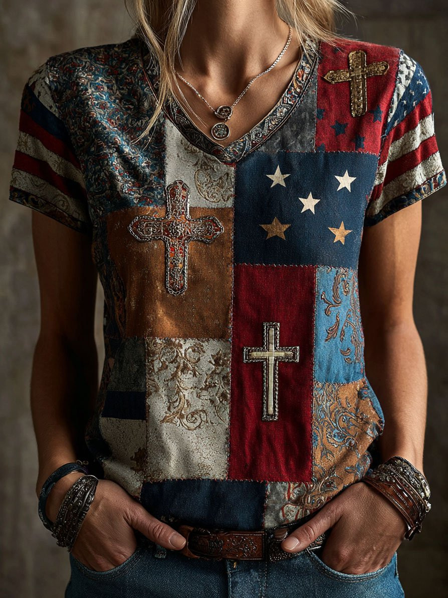 Vintage 250 Years Of America V-Neck Shirt Independence Day Apparel Gift Ideas