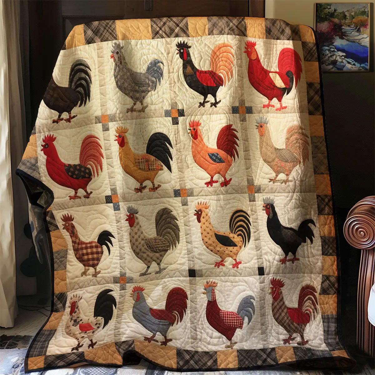 Vintage Chicken Quilt Best Throw Blanket Gifts For Chicken Lovers