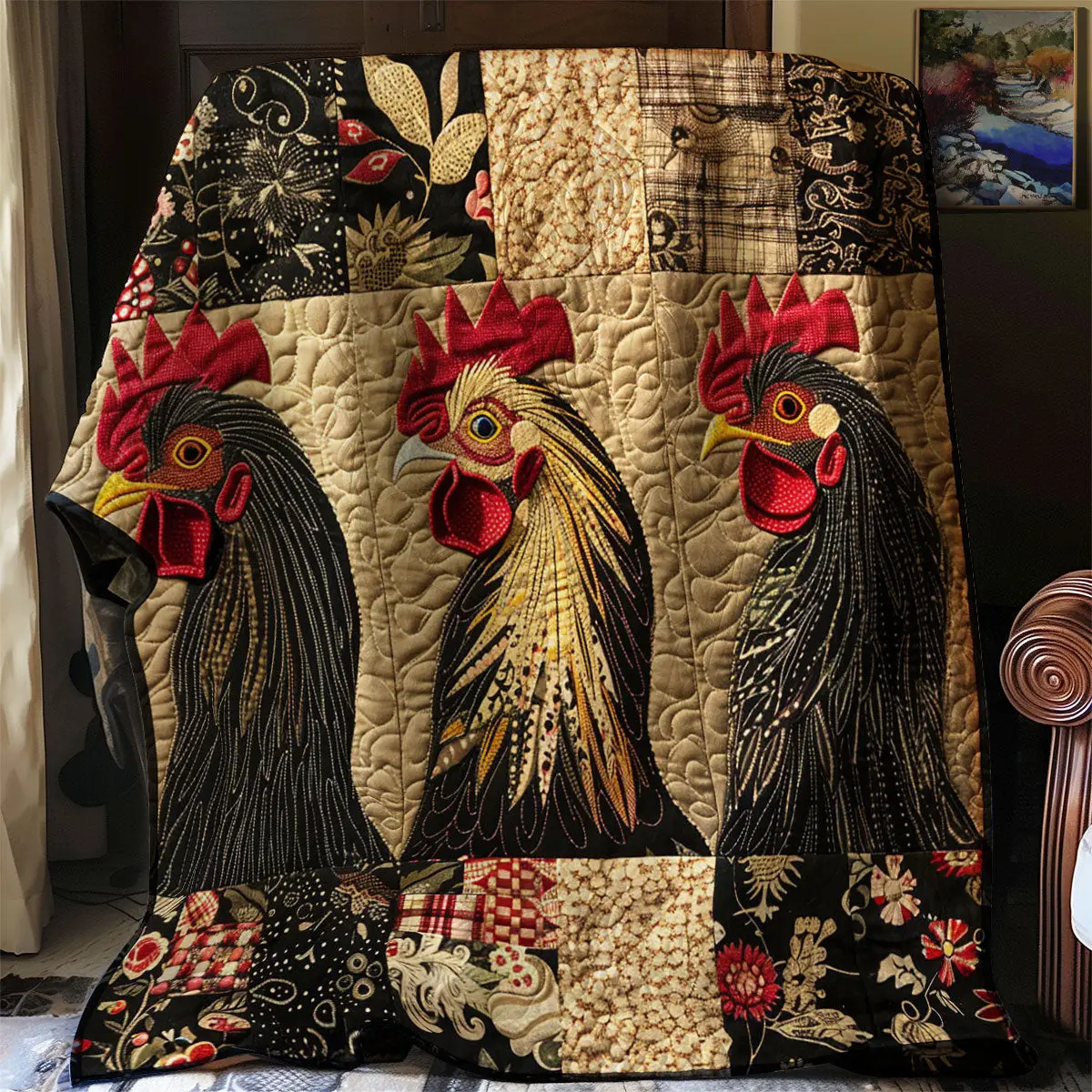 Vintage Chicken Quilt Easter Throw Blanket Good Gifts For Mom Birthday