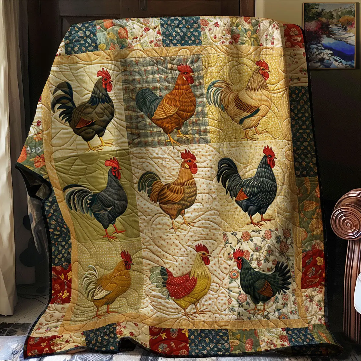 Vintage Chicken Quilt Easter Throw Blanket Mother'S Day Gift For Daughter From Mom