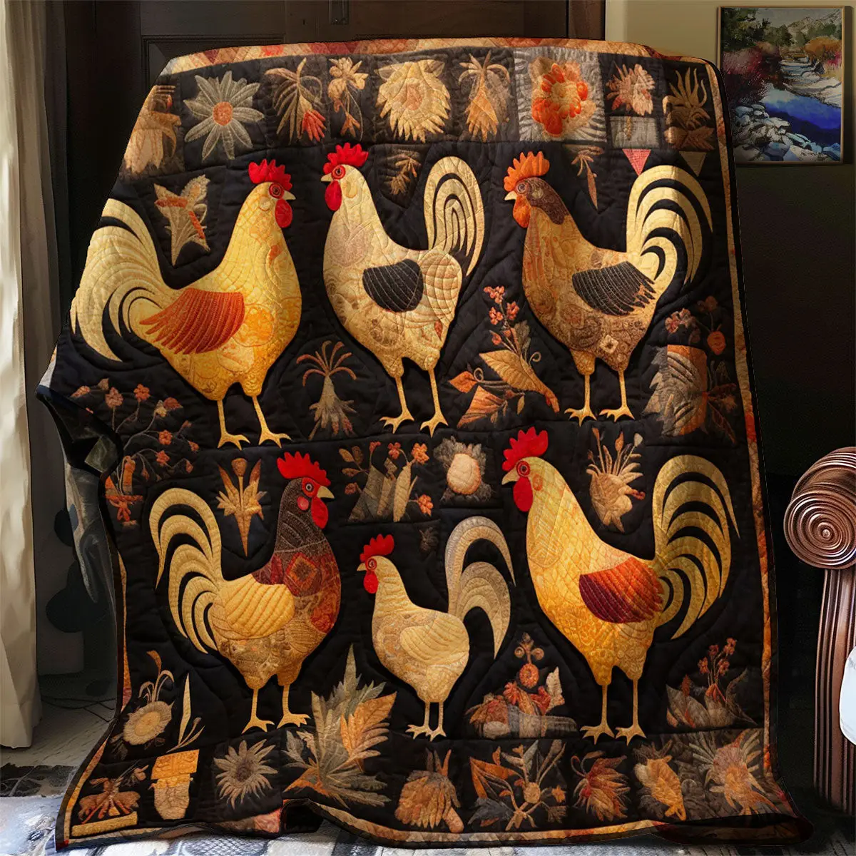 Vintage Chicken Quilt Luxury Throw Blankets Mother's Day Gifts For Daughter