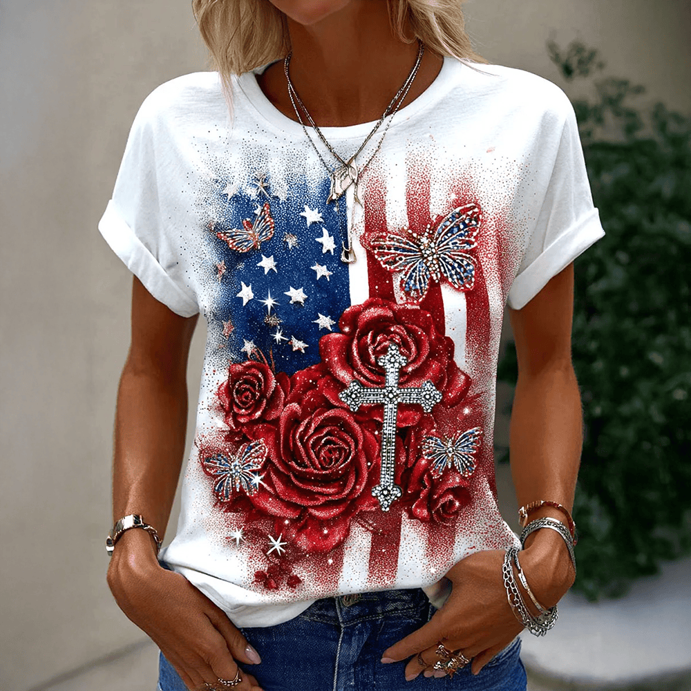 Vintage Faith American Founding 250th Anniversary T-Shirt 4th Of July Clothes Gift Idea For Her
