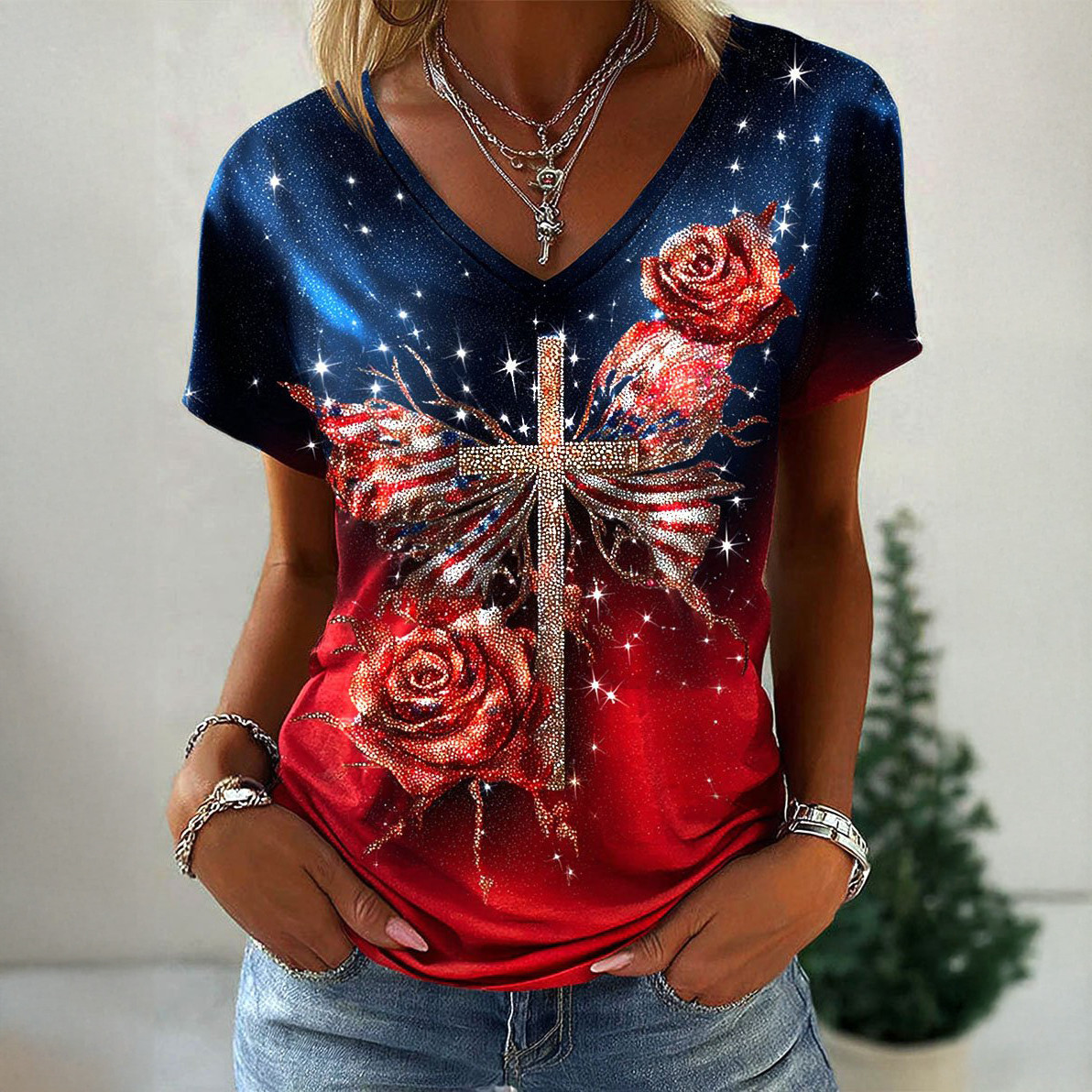 Vintage Faith American Founding 250th Anniversary V-Neck Shirt America's Birthday Shirt July 4 Gift Vintage Faith American Founding 250th Anniversary V-Neck Shirt America's Birthday Shirt July 4 Gift - Image 1