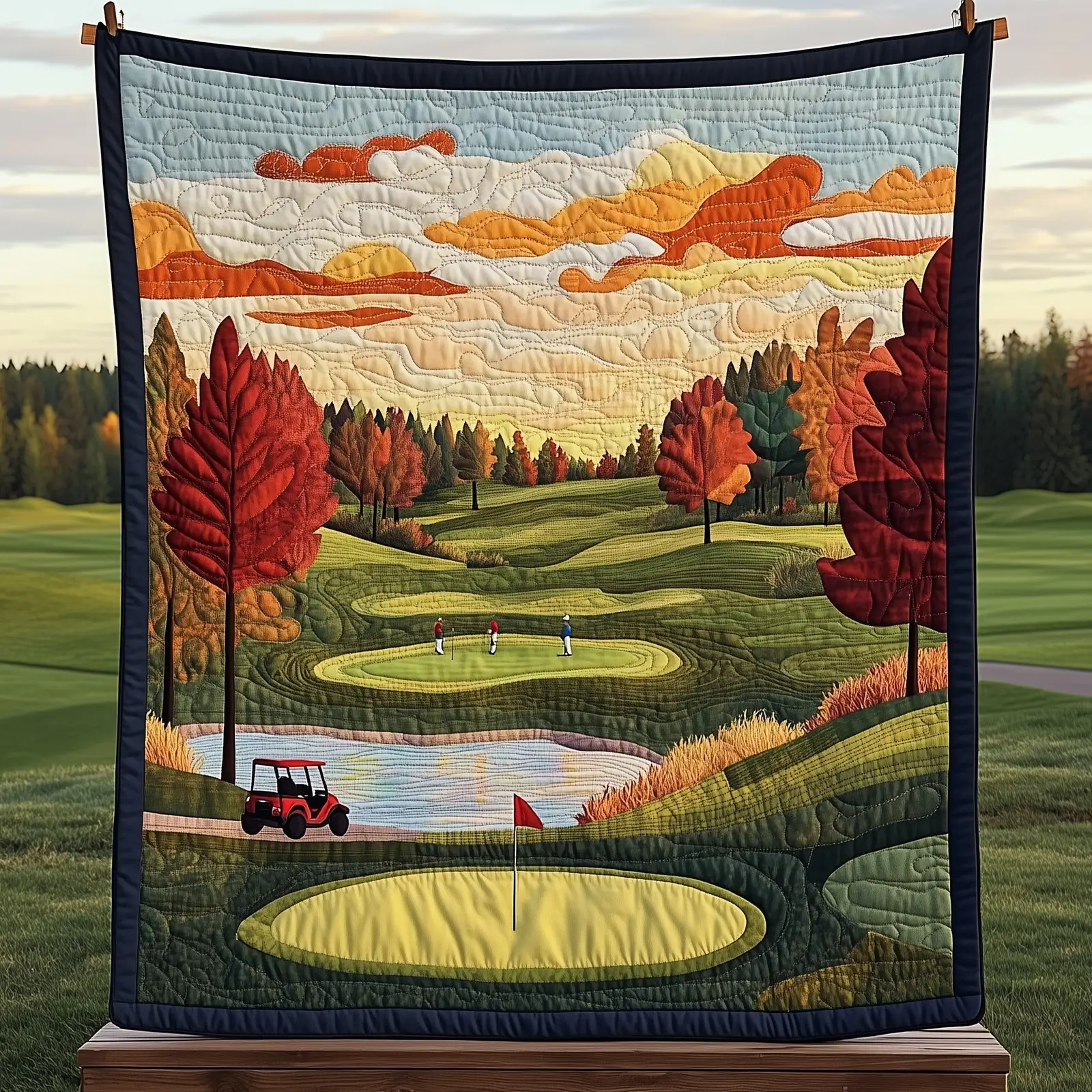 Vintage Golf Course Quilted Blanket Retro Golfing Bedding Gifts For Male Golfers Vintage Golf Course Quilted Blanket Retro Golfing Bedding Gifts For Male Golfers - Image 1