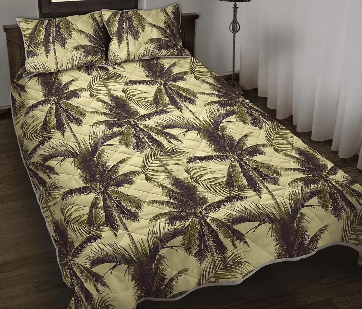 Vintage Palm Tree Pattern Quilted Bedding Set Summer Duvet Cover Useful Gifts For Mom Vintage Palm Tree Pattern Quilted Bedding Set Summer Duvet Cover Useful Gifts For Mom - Image 1