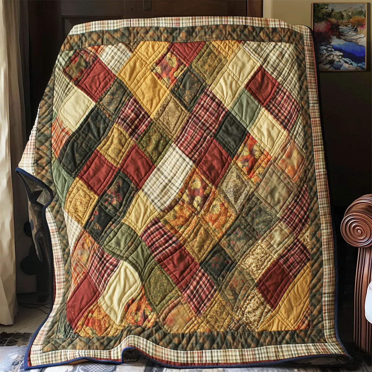 Vintage Patchwork Quilt Luxury Throw Blankets Gifts For Father In Law
