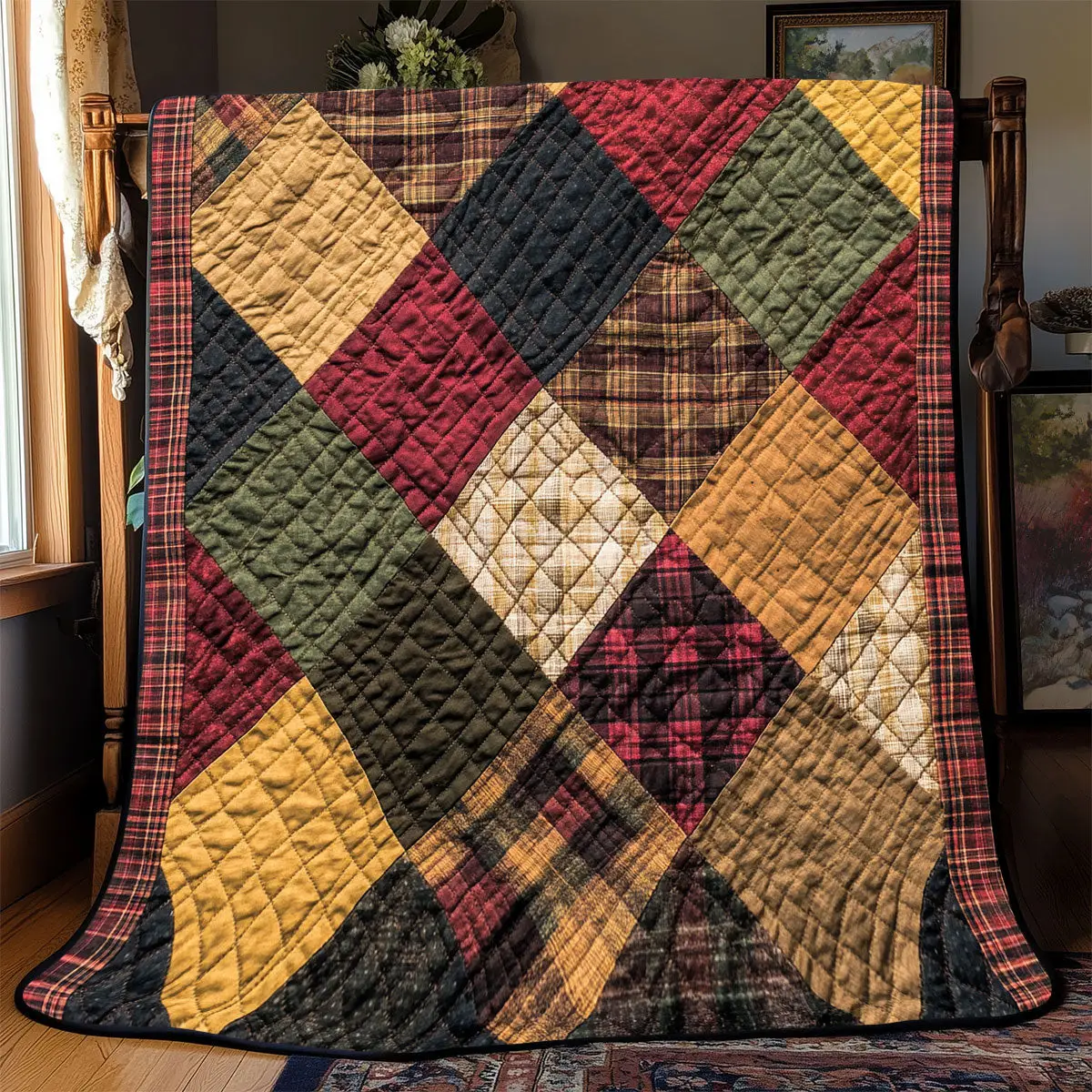 Vintage Patchwork Quilt Luxury Throw Blankets Perfect Father's Day Gifts