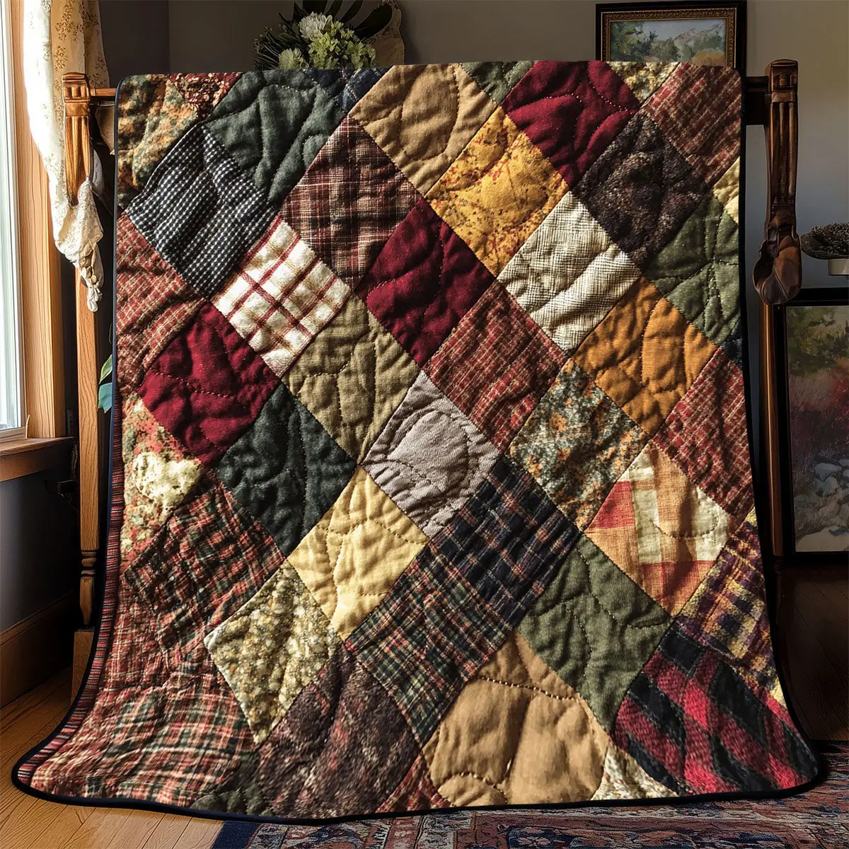 Vintage Patchwork Quilt Luxury Throw Blankets Special Birthday Gifts For Dad