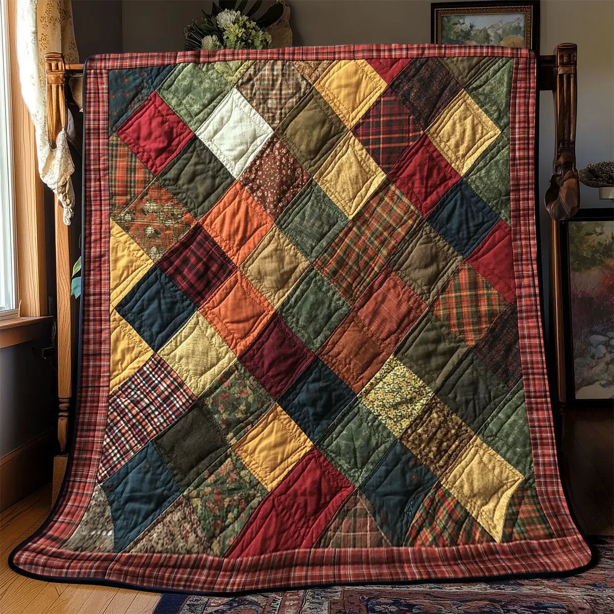 Vintage Patchwork Quilt Throw Blankets Mother's Day Gifts For Daughter Vintage Patchwork Quilt Throw Blankets Mother's Day Gifts For Daughter - Image 1