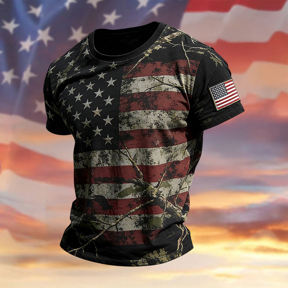 Vintage Patriotic American Flag Graphic T-Shirt America's 250th Birthday Clothes 4Th Of July Gift