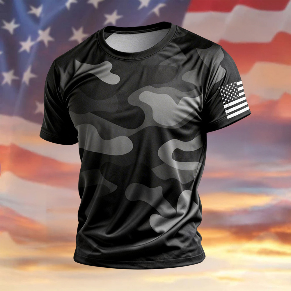 Vintage Patriotic Camo T-Shirt America's 250th Birthday Clothes Patriotic Gift Idea