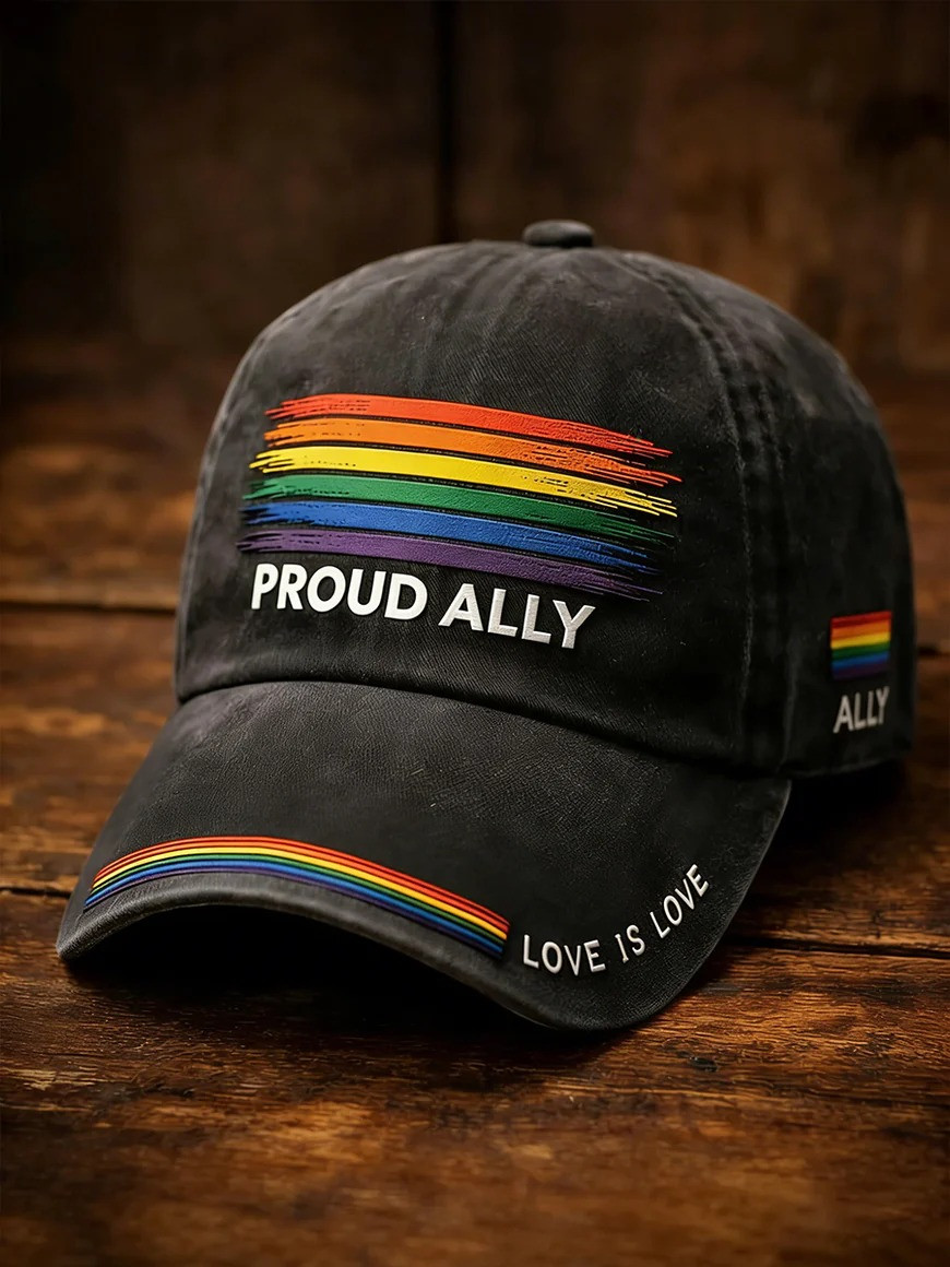 Vintage Proud Ally Baseball Cap Love Is Love Merch LGBT Fans Gift Ideas