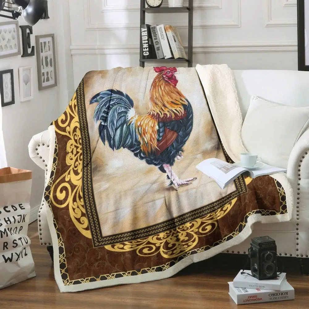 Vintage Rooster Chickens Frame Blanket Farm Blanket Unique Gifts For Farmers