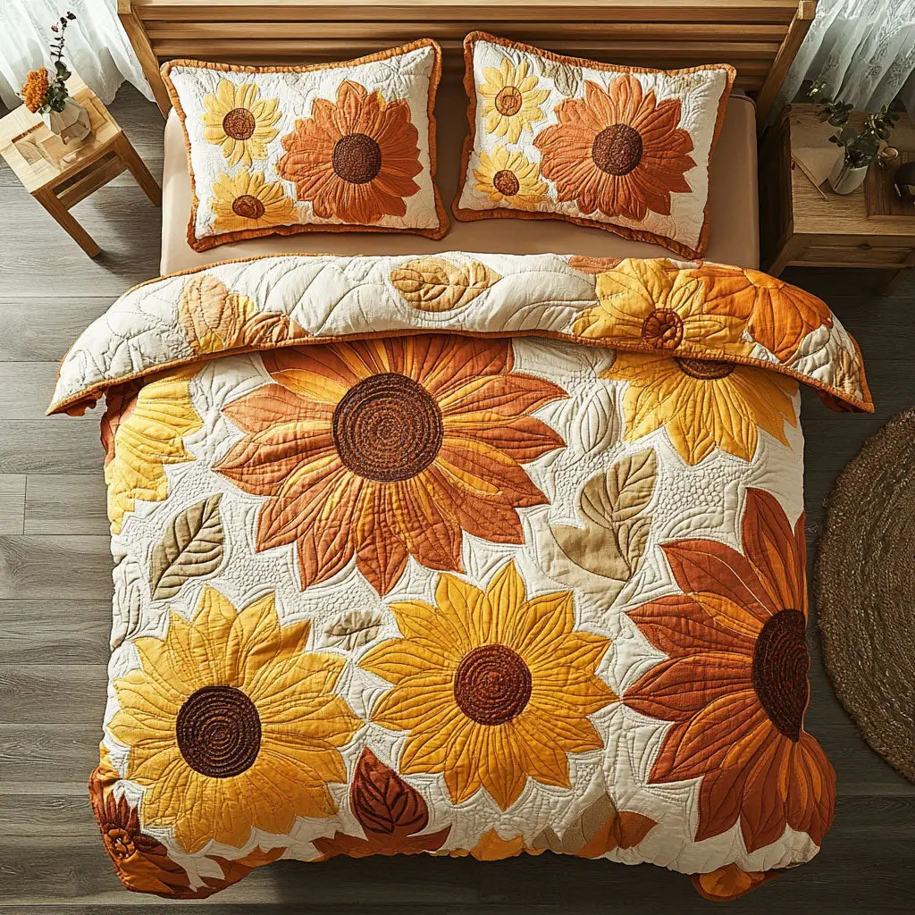 Vintage Suower Patchwork Quilted Bedding Set Duvet Cover Bedspread Present Ideas For Her Vintage Suower Patchwork Quilted Bedding Set Duvet Cover Bedspread Present Ideas For Her - Image 1