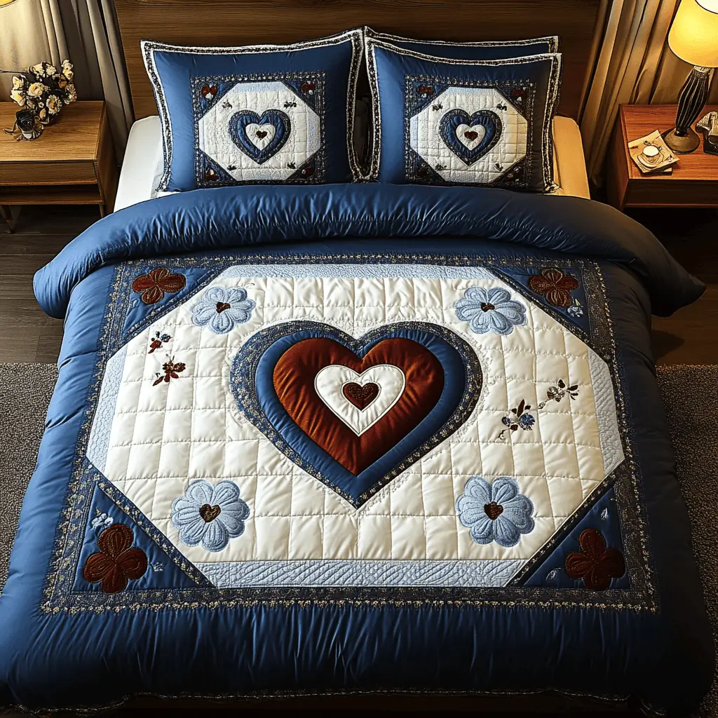 Vintage Vibes Quilted Bedding Set Vintage Home Decor Valentines Gifts For Boyfriend