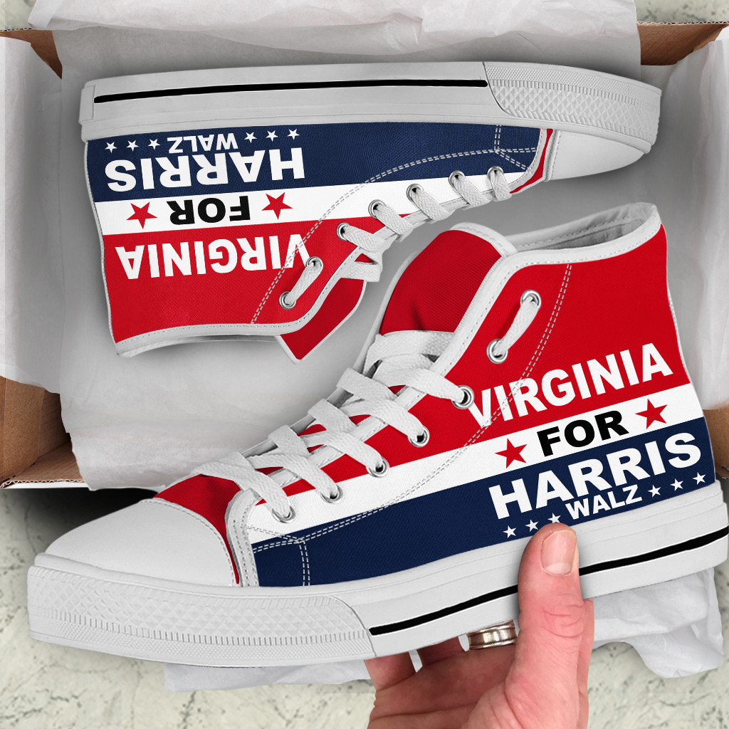 Virginia For Harris Walz 2024 High Top Shoes Vote Democracy Sneakers Kamala Political Campaign Merch