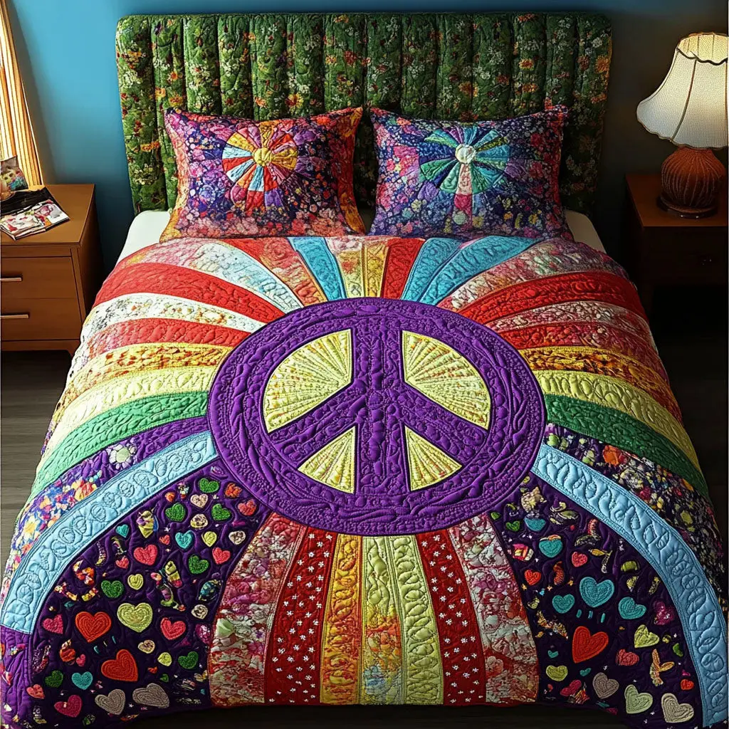 Vivid Dreams Quilted Bedding Set Holiday Duvet Cover Set Gifts For Your Hippie Friend