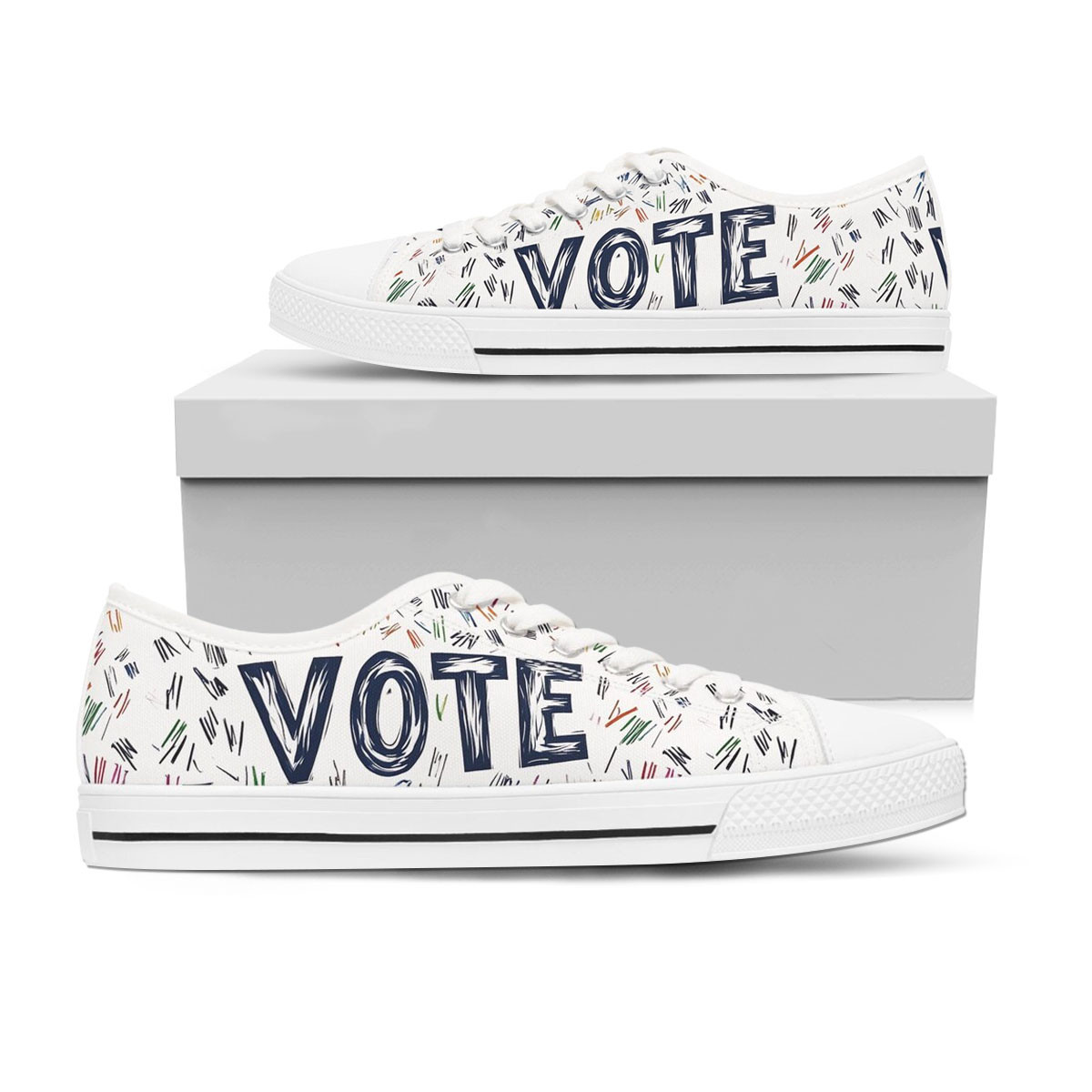 Vote 2024 Election Women's Low Top Sneakers Vote For Harris Walz Shoes Gifts For Him Her