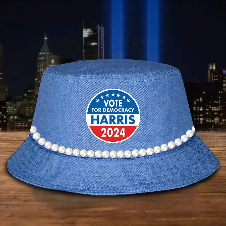 Vote For Demoracy Harris 2024 Bucket Hat Chuck And Pearls Harris Walz Bucket Hat