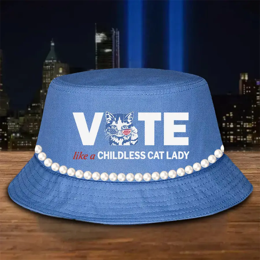 Vote Like A Childless Cat Lady Bucket Hat Chuck And Pearls Harris Walz Bucket Hat